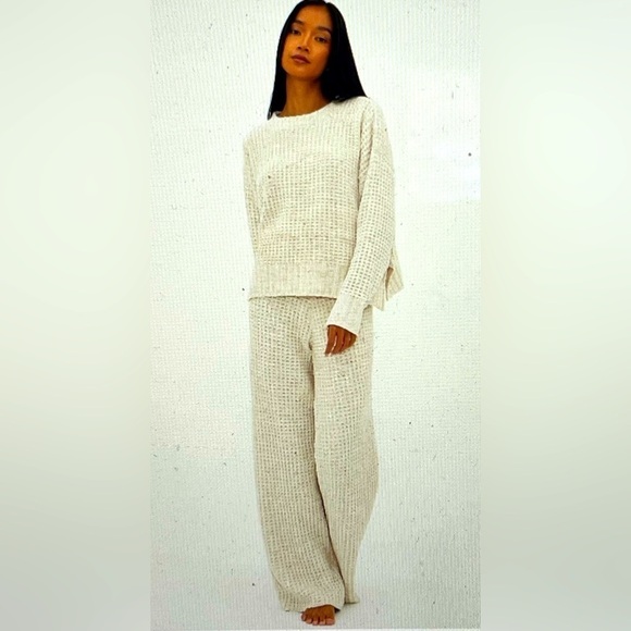 Beach Riot pant set sz small Athleisure “ Callie” sweater “Rayne” pant cream - Picture 1 of 14